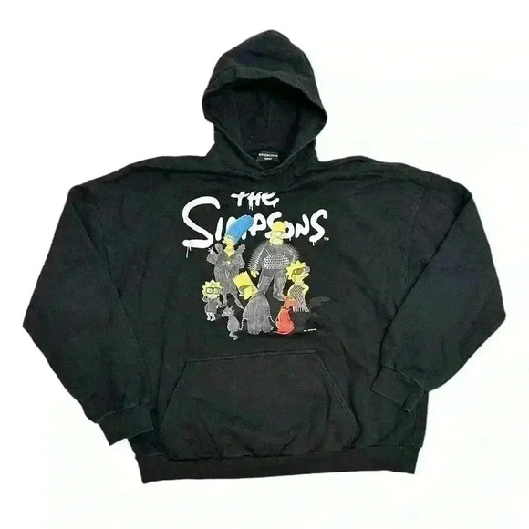 BALENCIAGA / The Simpsons Edition Wide Fit Hoodie Black Long  sleeve - Picture 1 of 15